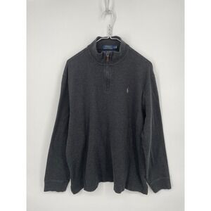 Polo Ralph Lauren Sweater Mens XL Gray Estate Rib 1/4 Zip Up Cotton